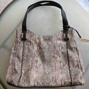 Jessica Simpson Faux Leather Snakeskin  Print Tote Lg